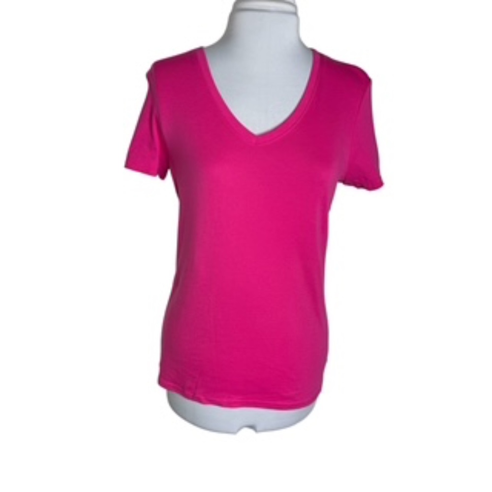 NWOT bcg Hot Pink Short Sleeve V-Neck Tee-shirt Size L